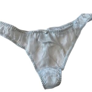 Skims Silk Chiffon Panties Women's L Sheer Thong Frost Blue